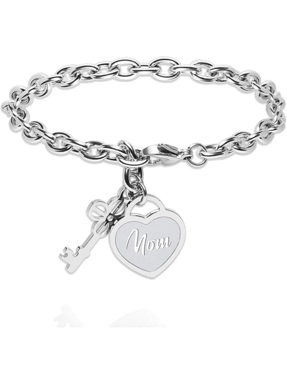 Inspirational Heart Key Charm Bracelet - Perfect Gift for Mom or Sister